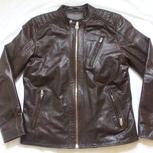 Zara Genuine Leather Dark Brown MoTo Jacket Sz. M